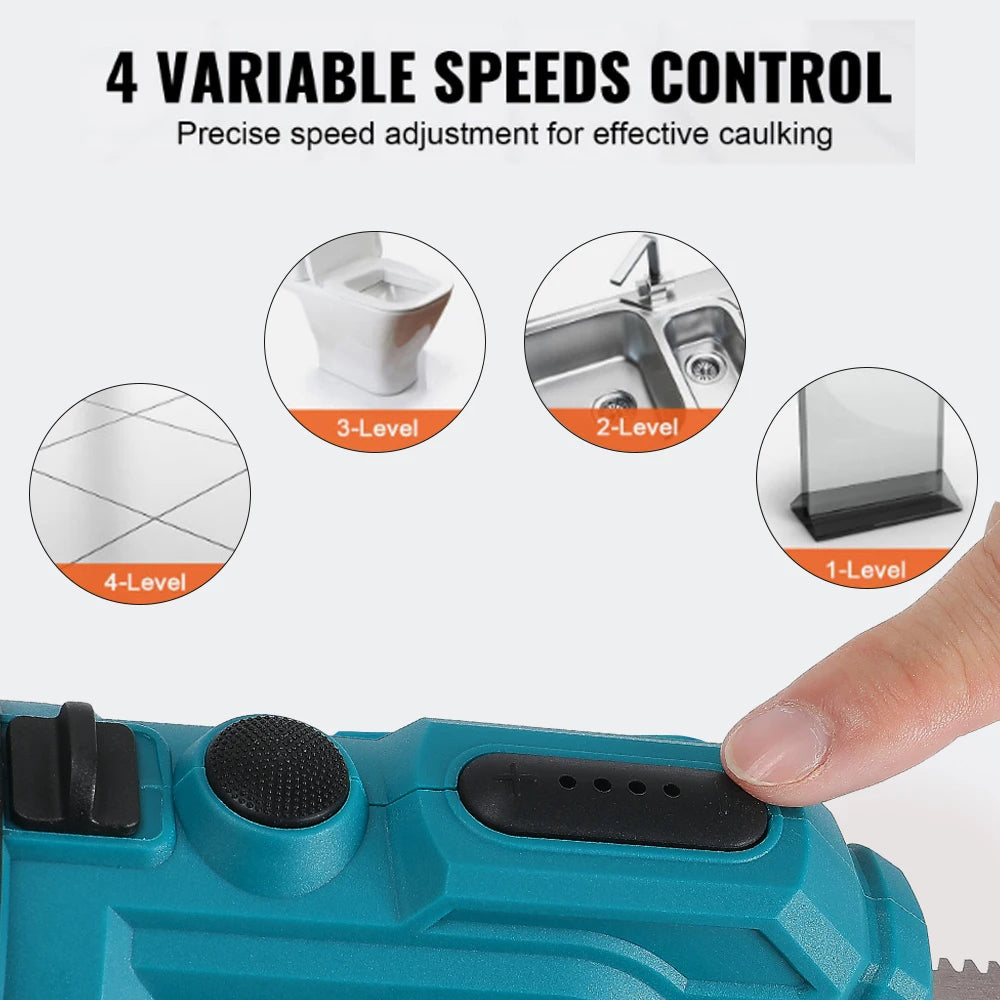 Pistola de calafateo eléctrica, batería de litio, 4 velocidades, pistola de pegamento de vidrio inalámbrica, para rellenar puertas y ventanas, compatible con batería Makita