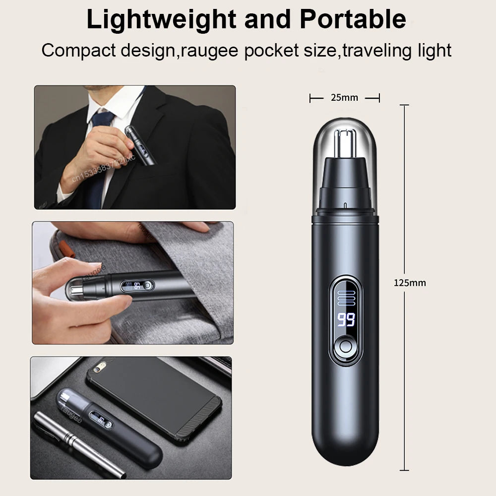 Mini Nose Hair Trimmer Rechargeable Electric Nose Hair Clipper Portable Automatic Shaving for Men Nose Eyebrow Ear Hair Remover