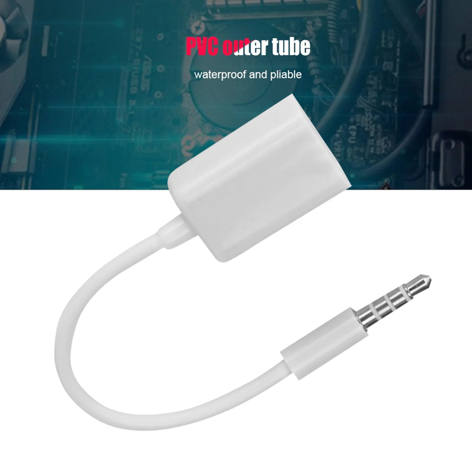3.5mm Male Plug Jack To USB Female AUX Audio Cable Converter Adapter Cord