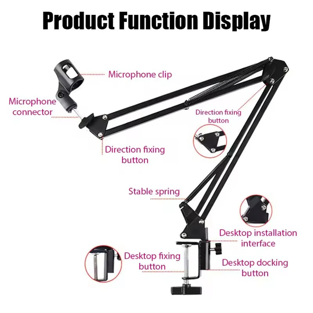 BSLIUFANG Professional Flexible Scissor Arm Microphone Stand – Adjustable Desktop Boom Holder for Podcast/Streaming/Youtube
