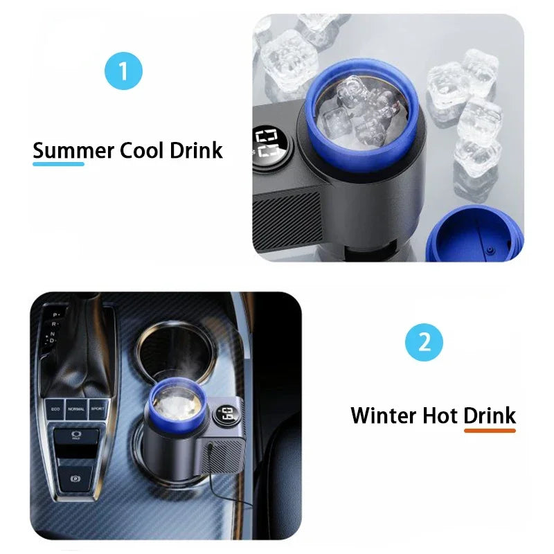 Taza eléctrica 2 en 1 para enfriar y calentar bebidas, calentador y enfriador de tazas de café, mini refrigerador inteligente para coche para leche, bebidas, taza termo