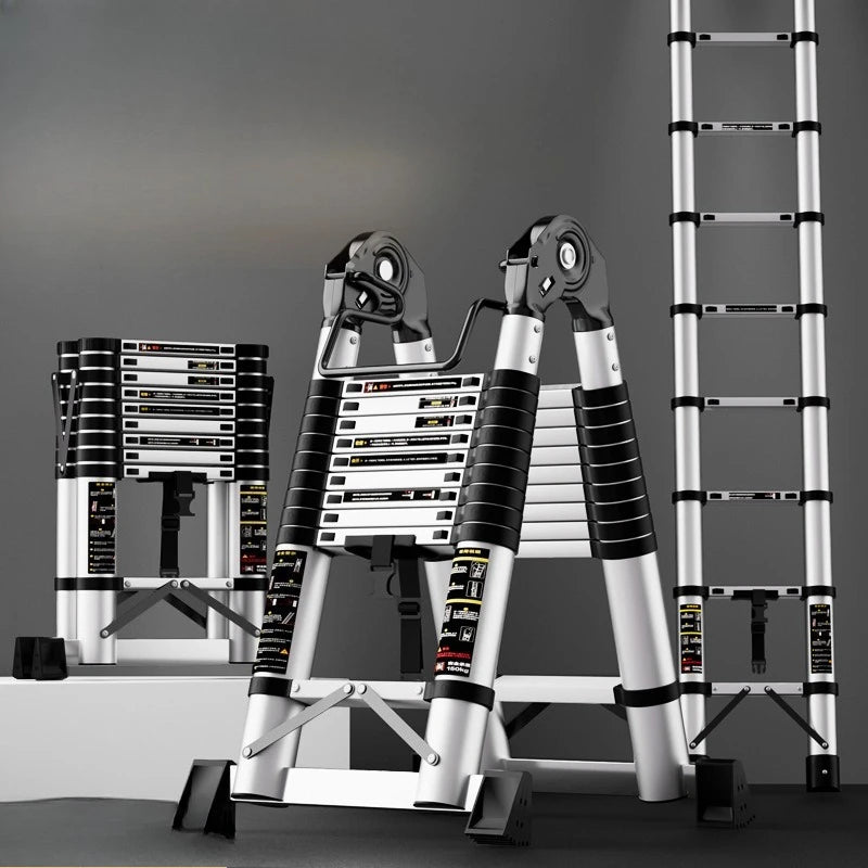 Aluminum Telescopic Folding 3 Step Ladder Step Stool Home Kitchen Garden Portable Lightweight Safety Lock Multipurpose Household