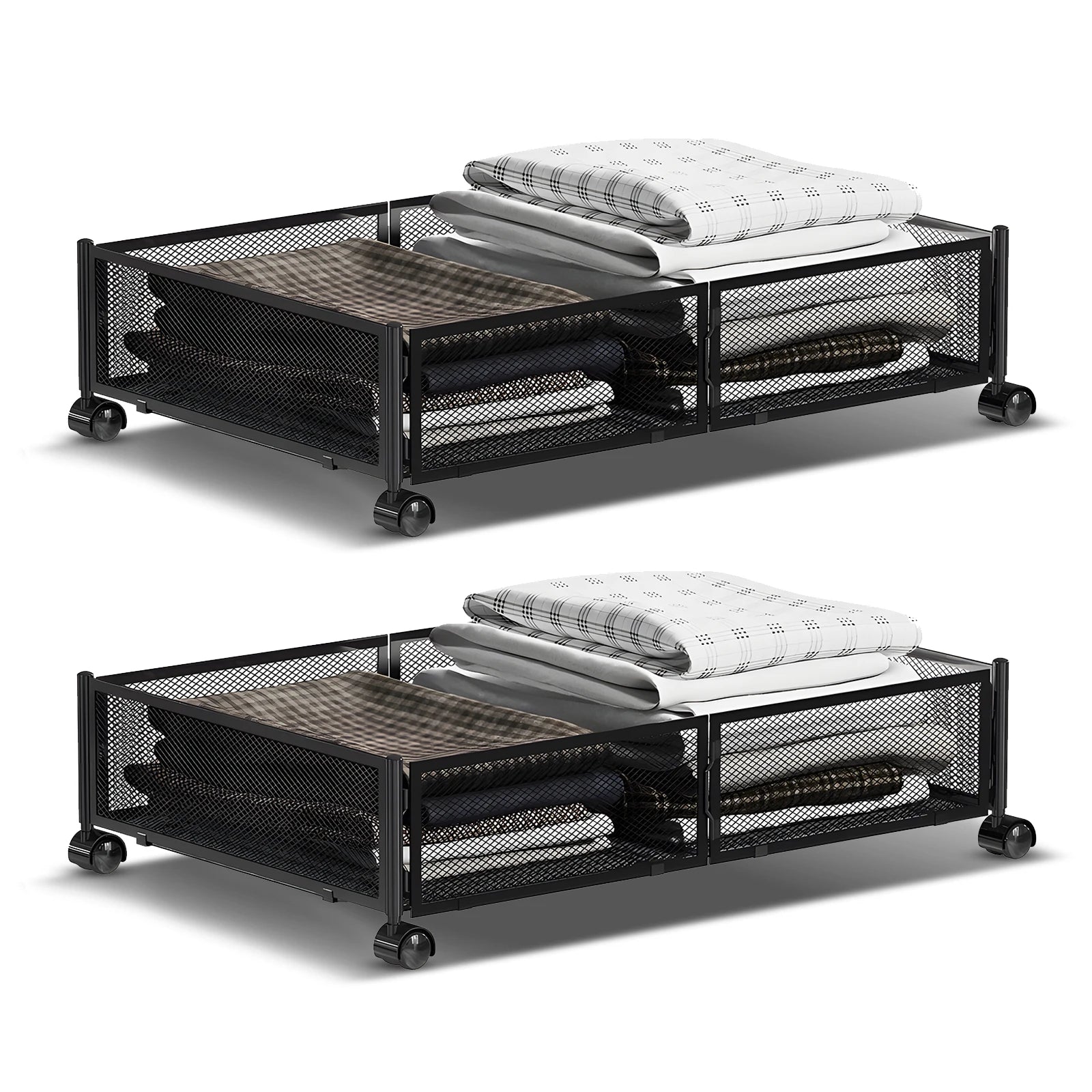 Foldable Under Bed Storage Container with Wheels Multifunctional Home Dorm Toys Clothes Books Shoes Storage Bins Visible