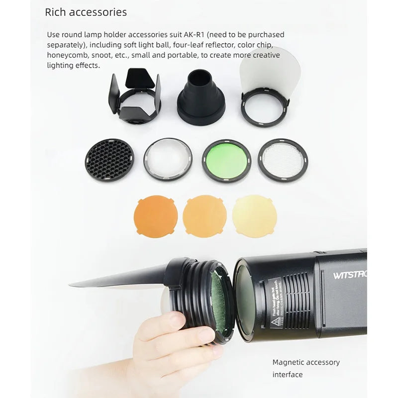 Shenniu H200R round lamp head magnetic suction ad200/AD200pro outdoor photography light accessory split type lamp head outdoor p