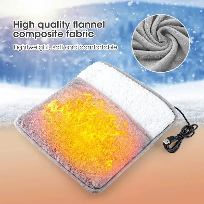 Manta eléctrica de invierno para pies con calefacción USB, almohadilla de felpa suave y lavable para calentar los pies, calentador para mejorar el sueño, alfombrilla térmica doméstica para pies