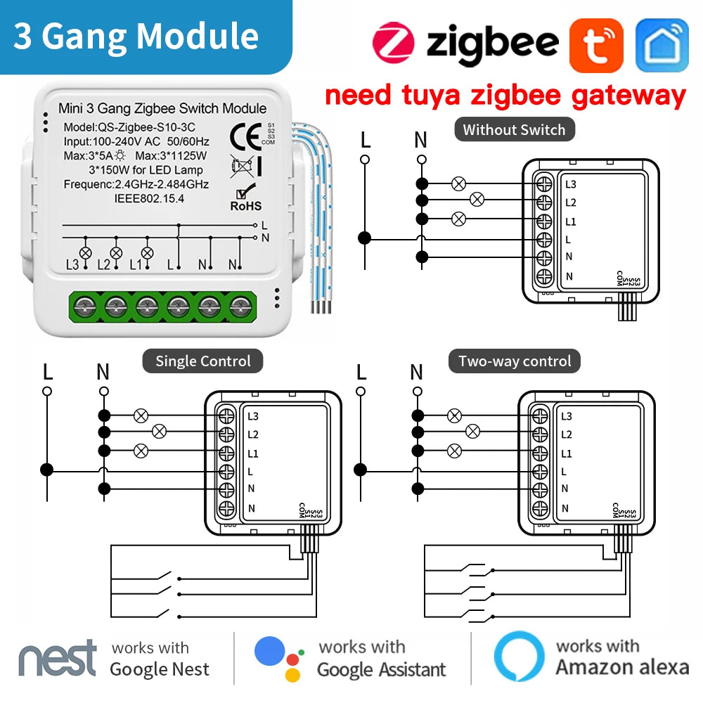 TNCE Tuya Switch Light Curtain Dimmer WIFI Zigbee, Smart DIY MINI Module, Roller Blinds Shutter Breaker, voice alexa google home