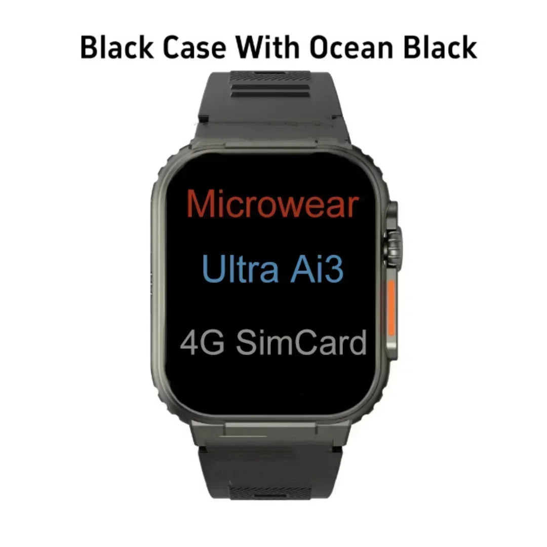 New 5G Smartwatch Ultra Ai3 Android 180° Rotating Camera 4G sim card Call Google Play GPS WIFI Amoled HD Display Smart Watch Men