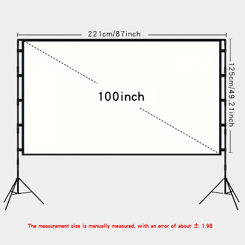 Double triangular bracket projection screen, more stable and not afraid of wind, easy to install, with storage bag