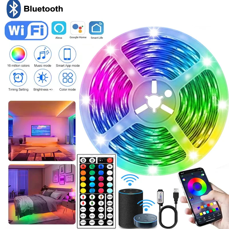 5V Led Strip Lights 5m 10m 20m 30m for TV with APP Control Flexible Ribbon Tape RGB5050 18leds/m LED Backlight for Bedroom Decor