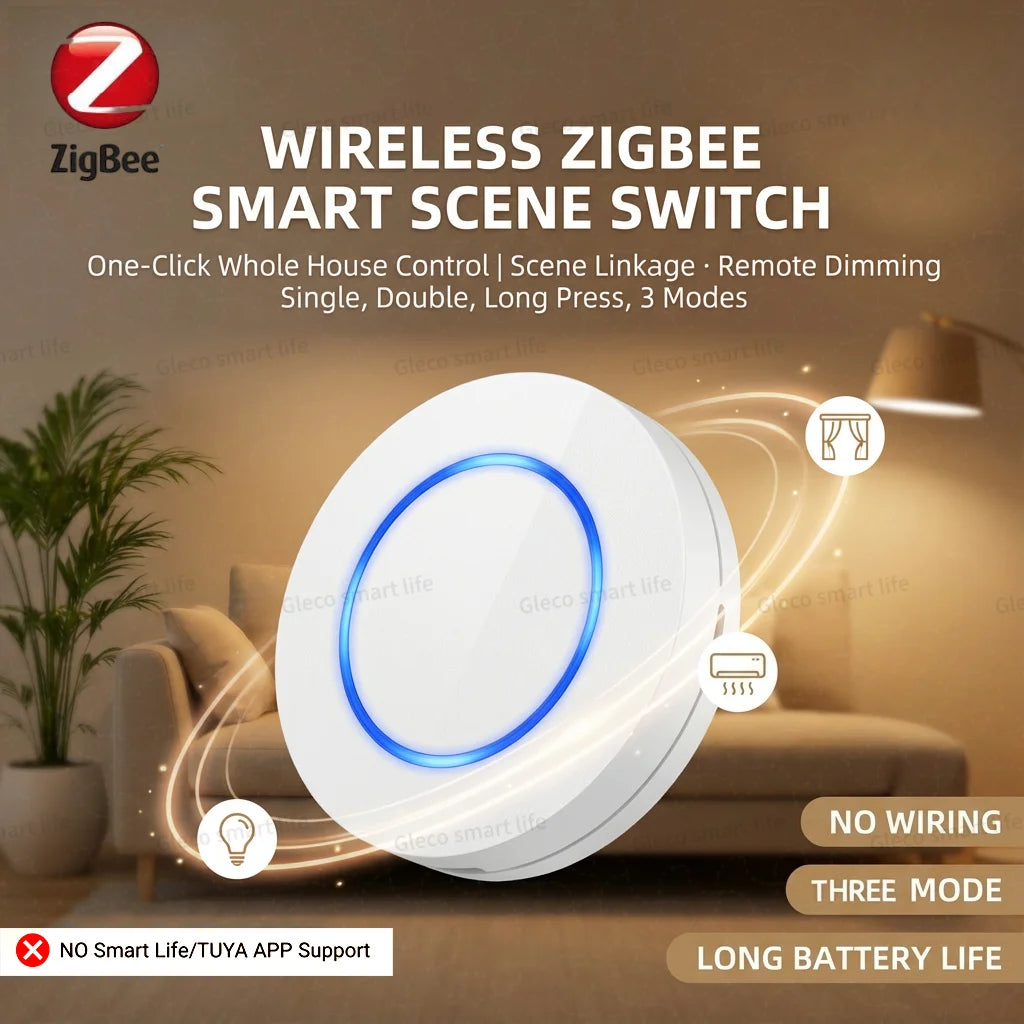 Zigbee Smart Push Button Wireless Scene Switch Home Automation Scenario Controller Battery Powered Work With Zigbee2MQTT Ewelink