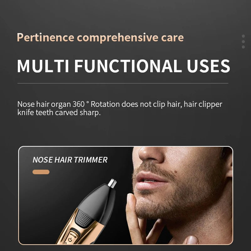 Kemei Kit de Aseo 3 en 1, Afeitadora Eléctrica para Hombres, Recortadora de Barba, Cabello, Cuerpo, Nariz y Orejas, Máquina de Afeitar Facial Recargable