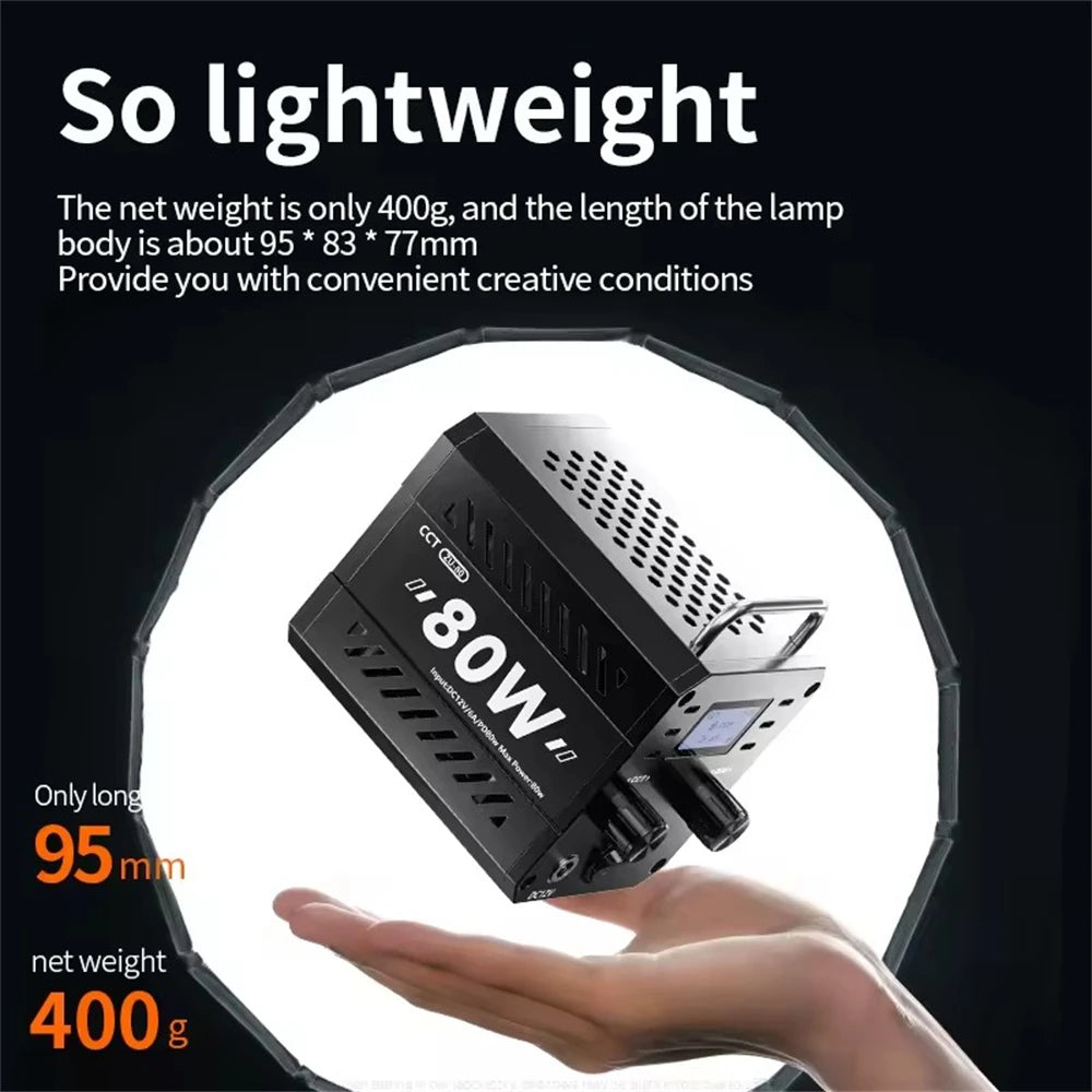 Luz de estudio fotográfico ZU80 COB bicolor 2500K-8500K Luz de video LED CRI95+ TLCI97+ Iluminación de relleno para fotografía con difusor