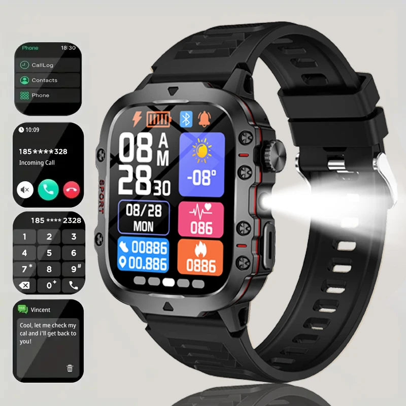 2026 New Hot GPS Sports Men Smartwatch Men 1.81-Inch HD Bluetooth Call Waterproof LED Flashlight Stainless Military Smart Watch