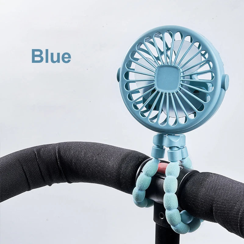 Octopus Fan Mini Flexible Tripod Cooler Fan Portable 360° Rotate Handheld Desk Fan for Stroller Bike Travel Winding Vertical Fan
