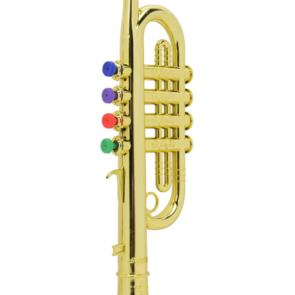 Trompeta de juguete dorada de plástico, instrumento de viento para niños en edad preescolar, regalo musical