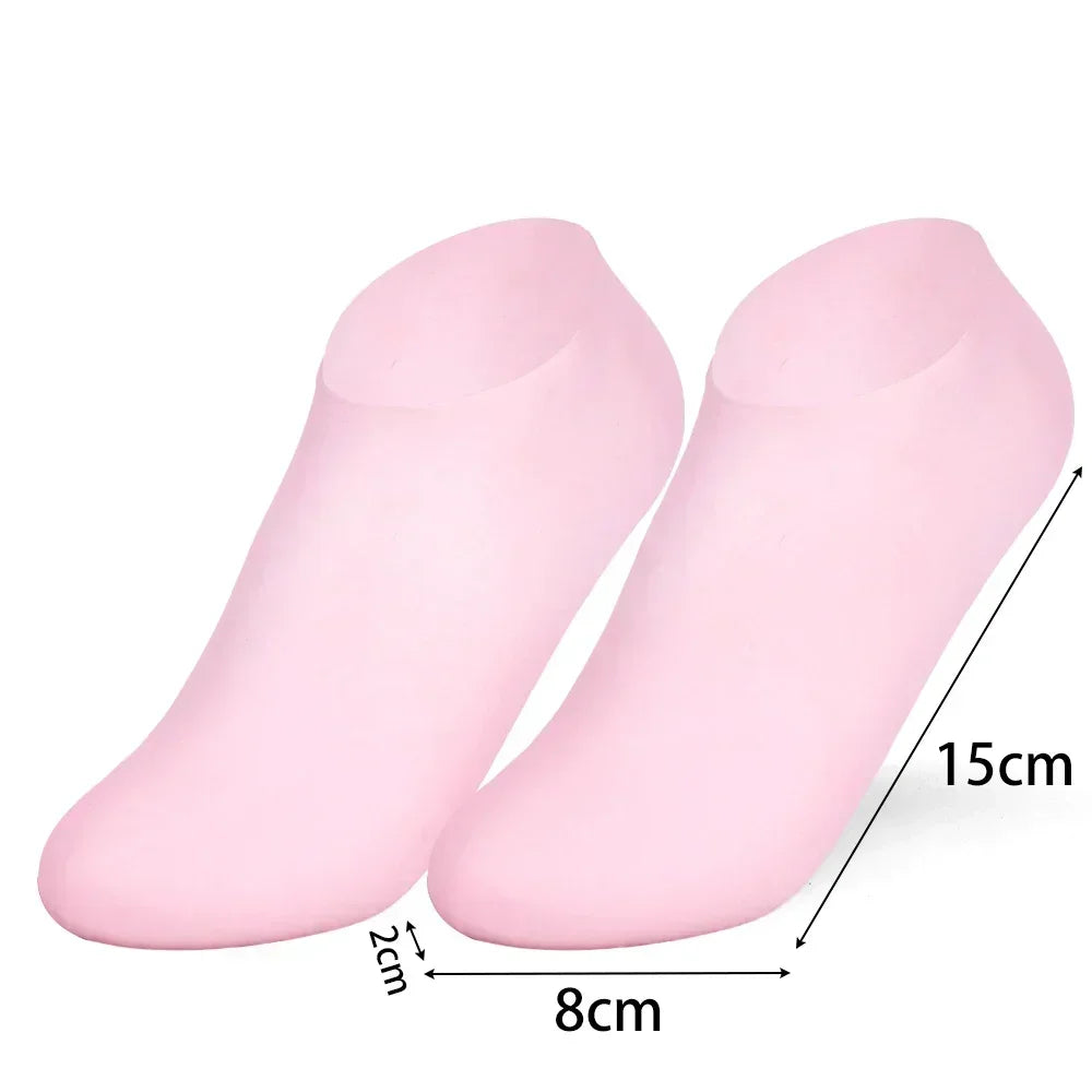 2 Moisturizing Silicone Gel Socks for Dry Cracked Feet Nourishing Skin Lubricating Full Foot Care Massage Socks Manicure Tools