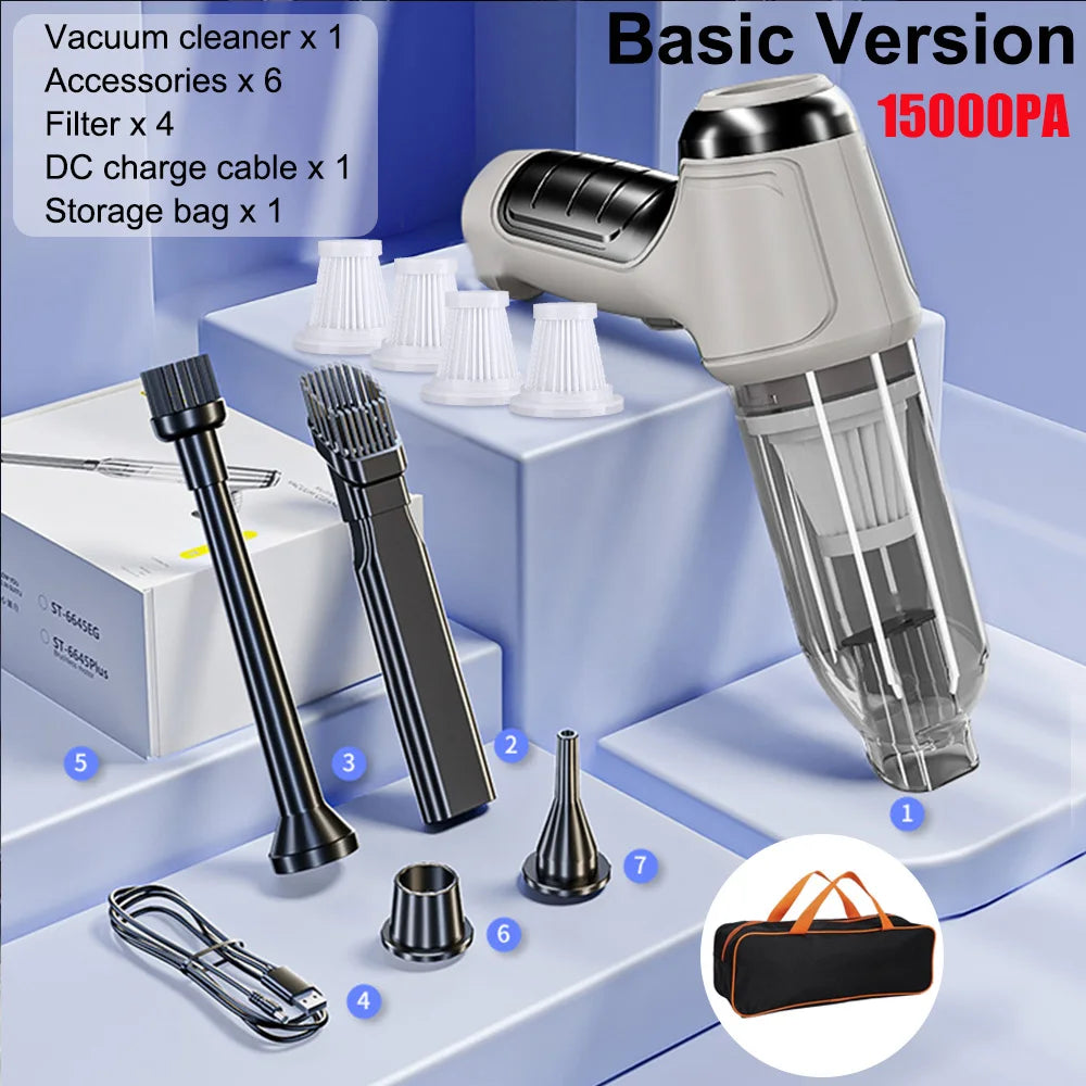95000PA Car Vacuum Cleaner Strong Suction Vacuum Cleaner 2in1 for Car Home Wireless Portable Handheld Vacuum Cleaner Blower