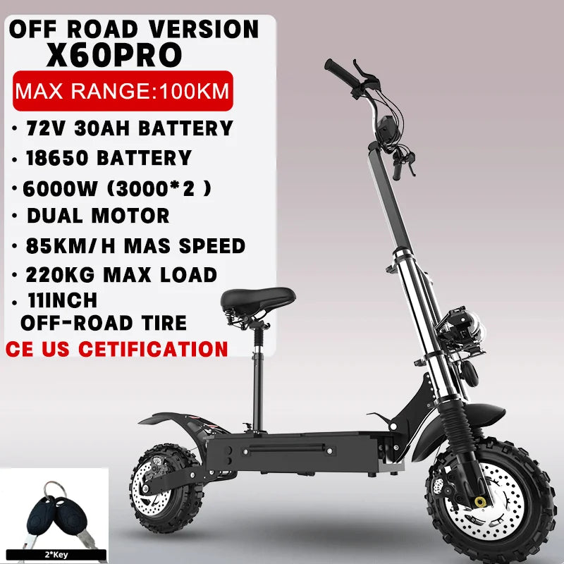 [8 modelos] Scooter eléctrico de 10/11 pulgadas 48V-72V 1000W-6000W 50-85km/h Rápido E Scooter Todoterreno Patinete Eléctrico Plegable para Adultos