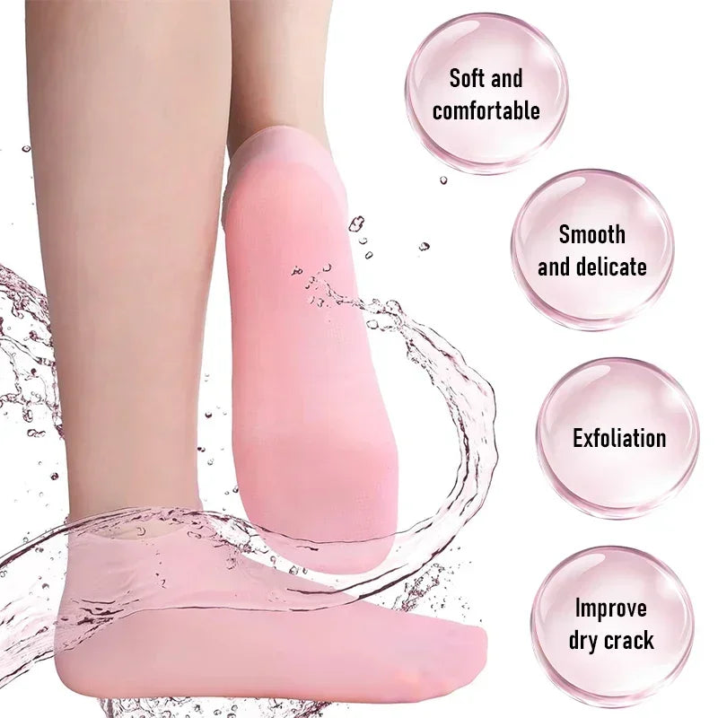 2 Calcetines de gel de silicona hidratantes para pies secos y agrietados, nutritivos para la piel, lubricantes, para el cuidado completo de los pies, calcetines de masaje, herramientas de manicura