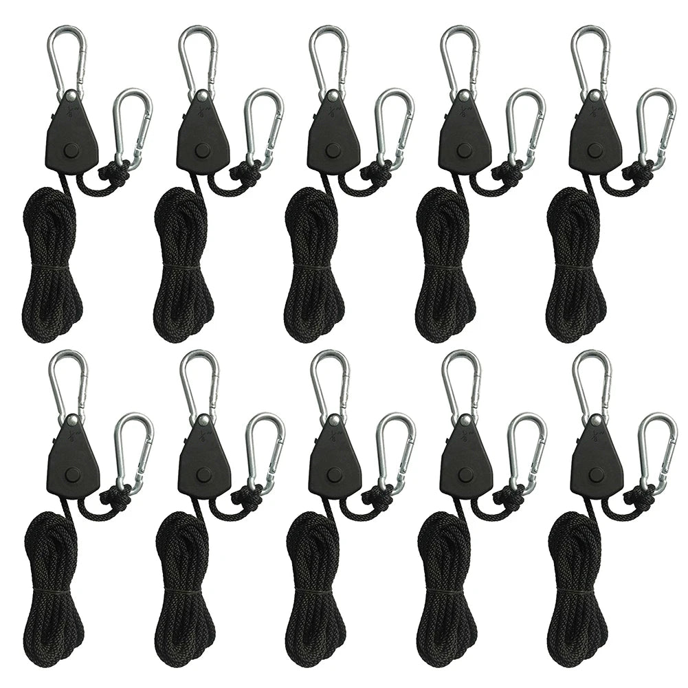 1/2/4/6/8/10/12/14/16pcs Hanger Pulley Ratchets Kayak Rope 1.6M Rope Pulley Ratchet Locking Hanger Sky Curtain Tent for Camping