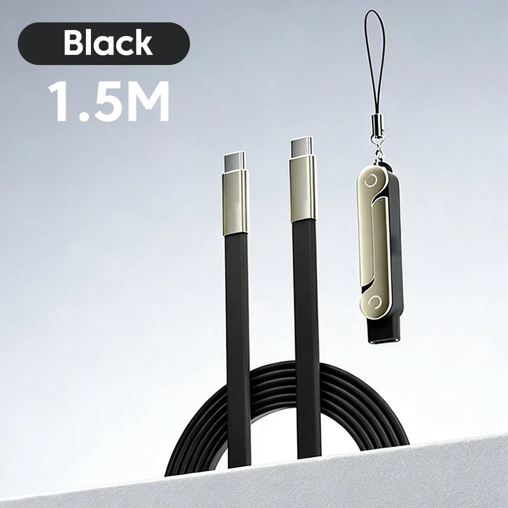 240W 2-in-1 USB C To Type C Fast Charging Foldable Bracket Data Cable For iPhone 17 Oneplus Detachable Cables tipo c Adapter