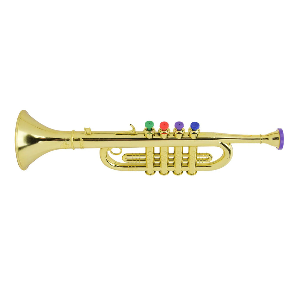 Trompeta de juguete dorada de plástico, instrumento de viento para niños en edad preescolar, regalo musical