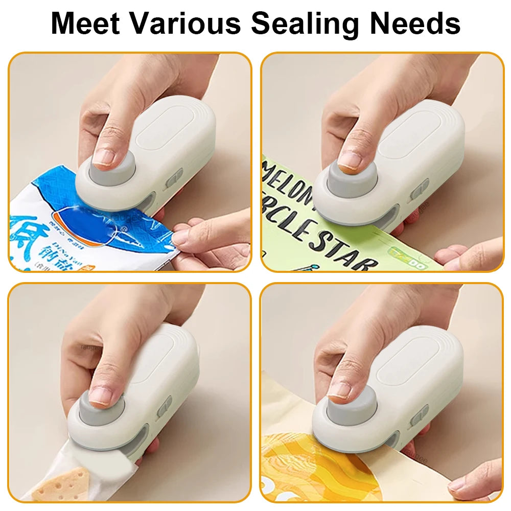 Mini Heat Sealer Food Package Bag Sealing Machine Handheld Portable Seal Food Storage Plastic Vacuum Bag Clip Bag Heat Sealer
