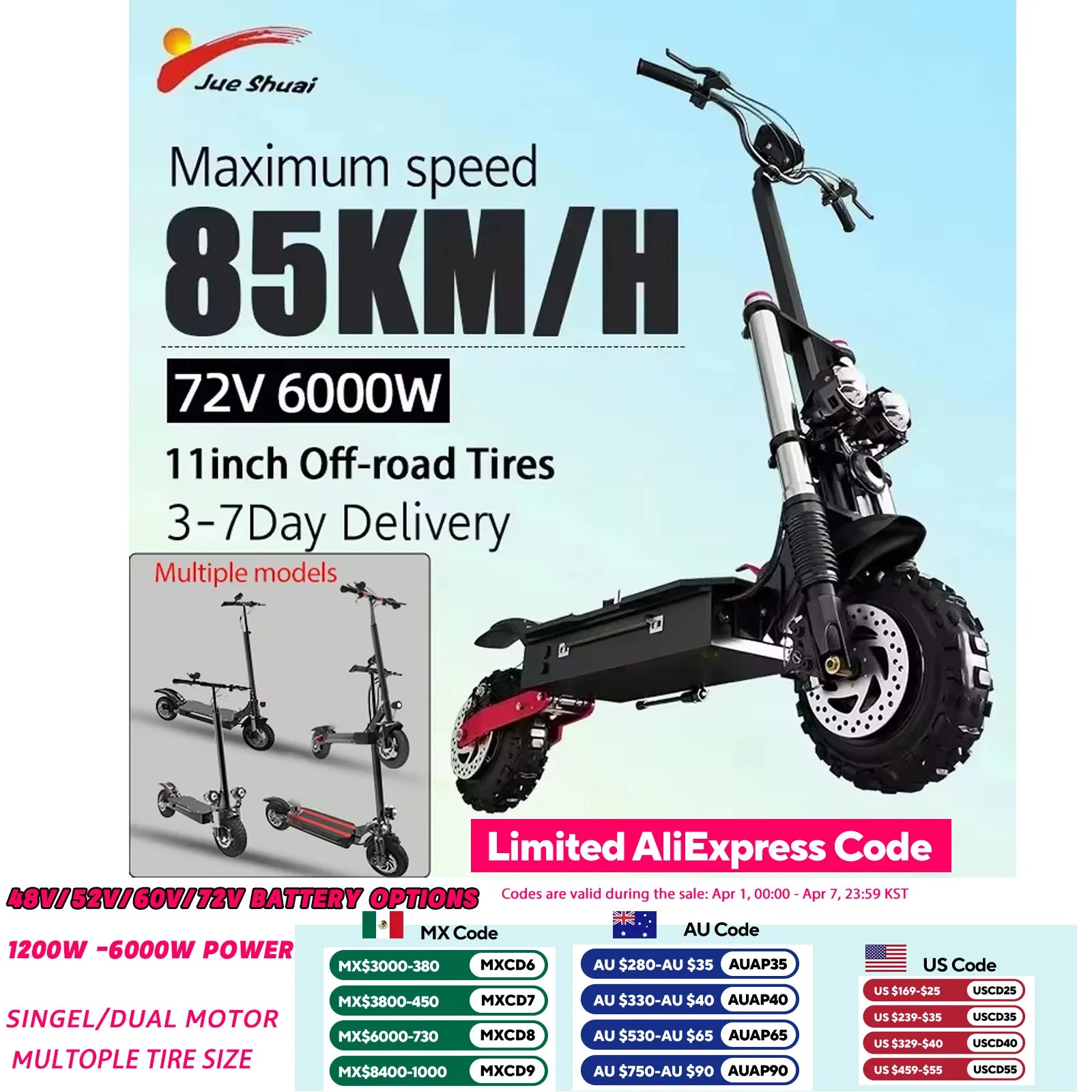 [8 modelos] Scooter eléctrico de 10/11 pulgadas 48V-72V 1000W-6000W 50-85km/h Rápido E Scooter Todoterreno Patinete Eléctrico Plegable para Adultos