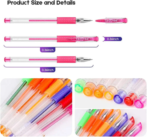 32 Colors Glitter Gel Pens Set, Fine Tip Art Markers with 40% More Ink for Adult Coloring and Drawing