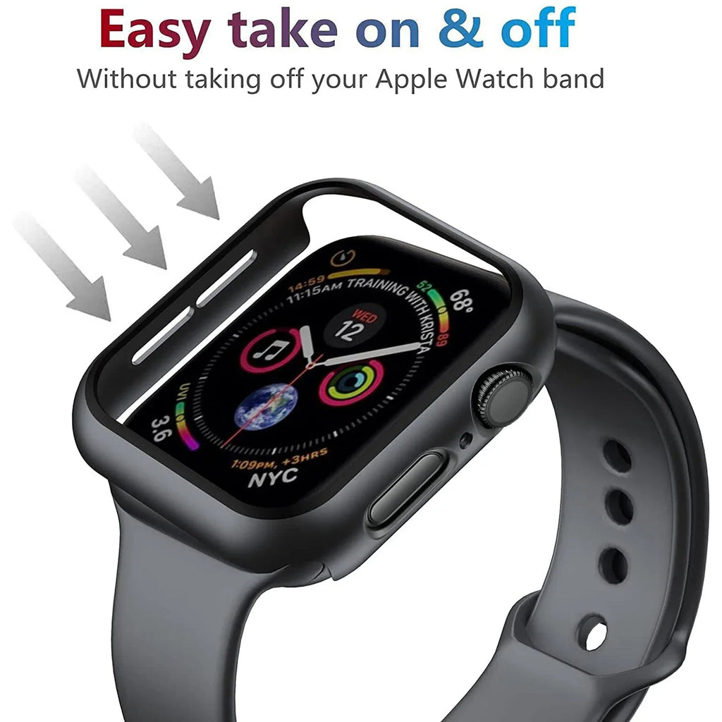 Tempered Glass+Cover For Apple Watch 11 10 9 8 7 46mm 42mm PC Bumper Screen Protector Case iWatch Series 7 6 5 4 SE3 44 40 45mm
