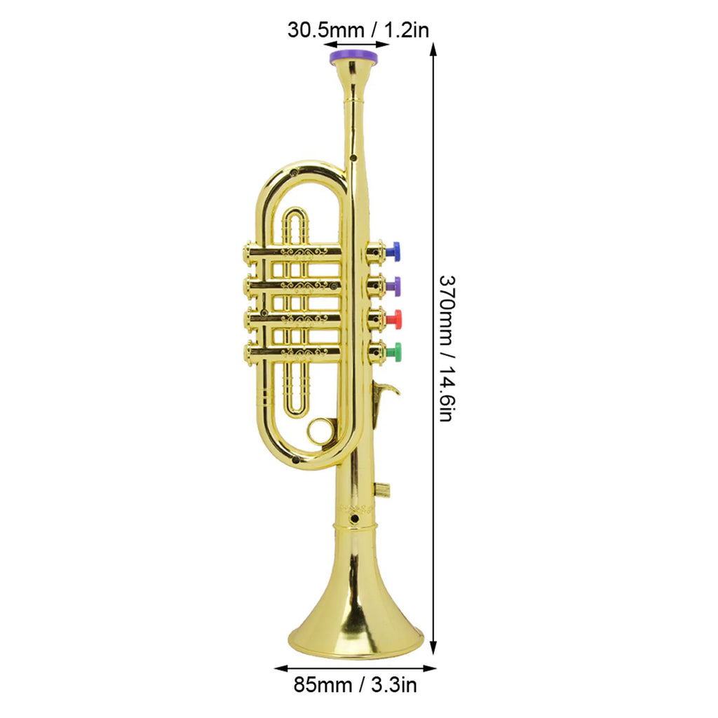 Trompeta de juguete dorada de plástico, instrumento de viento para niños en edad preescolar, regalo musical