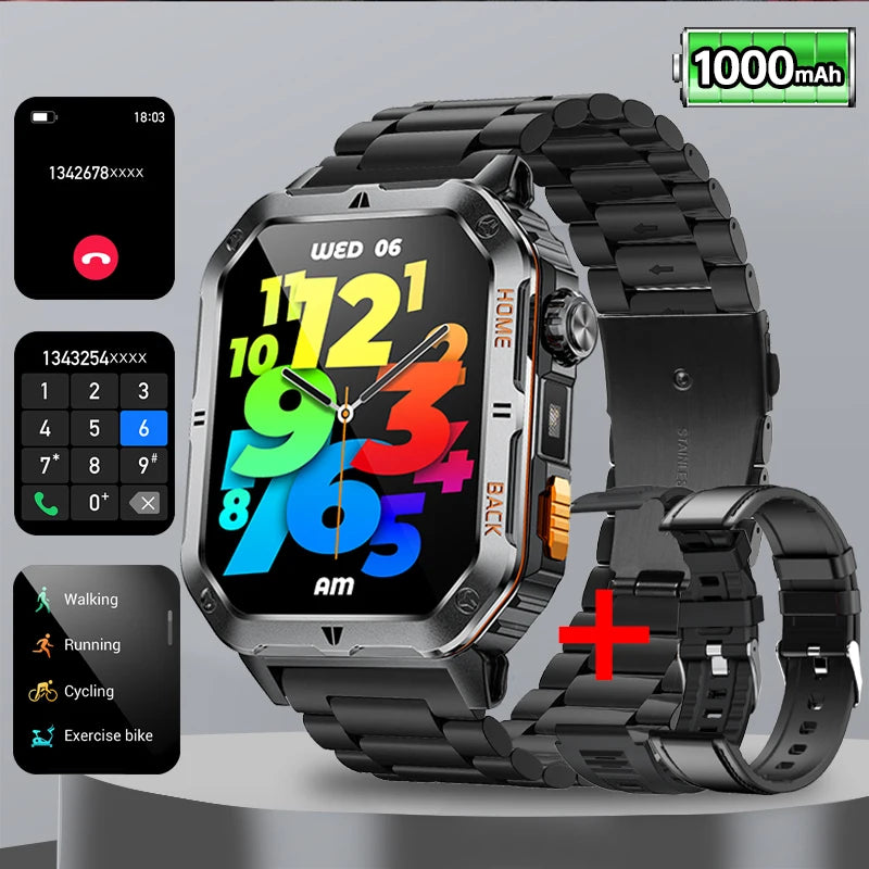 2026 Military Outdoor 1000 mAh Battery Smart Watch Men GPS Sports Heart Rate IP68 Waterproof BT Call Smartwatch For Man Gift Hot