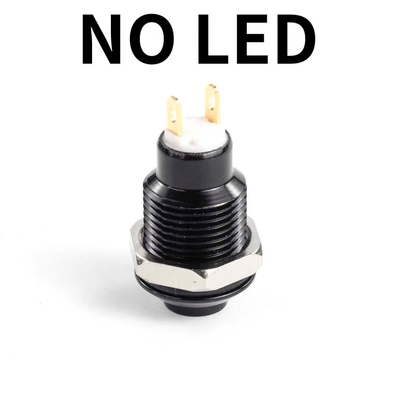 1NO High head Waterproof Metal Push Button Switch LED Light Self-locking/reset 3/6/12/24/220V 8/10/12/16mm Oxidized black