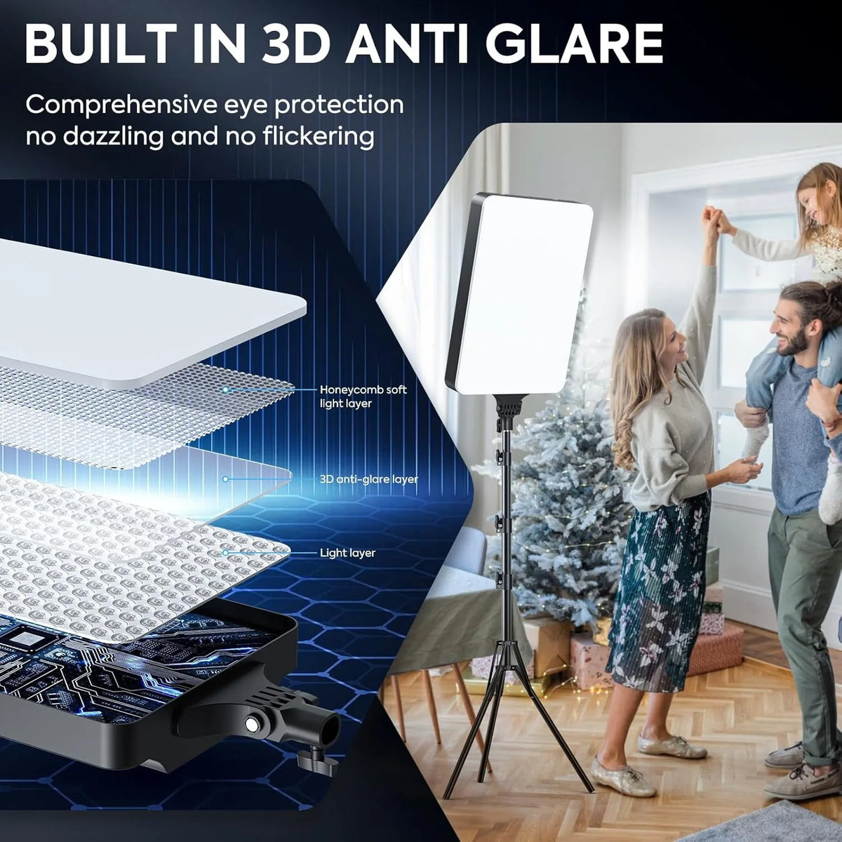 Kit de luz de vídeo LED XRDKJ de 21" (paquete de 1), iluminación fotográfica regulable de 2500-7500K con control remoto y soporte de 79", luz de estudio CRI 96+