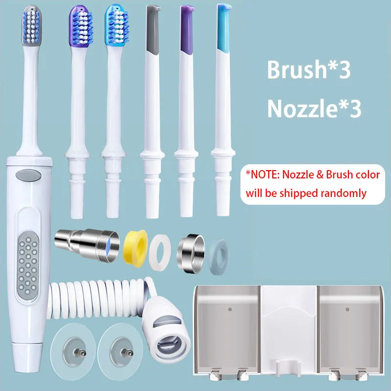 Irrigador Bucal Portátil 2 en 1 Grifo Cepillo de Dientes Nuevo Limpiador Dental con Chorro de Agua para el Hogar Sin Necesidad de Energía