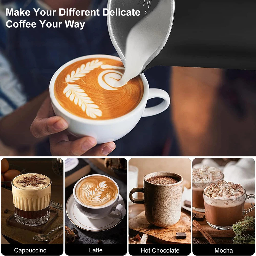 Electric Milk Frother Automatic Rotary Foamer for Coffee Cappuccino Latte 4 in 1 Hot and Cold Foam Maker Milk Frother Foamer