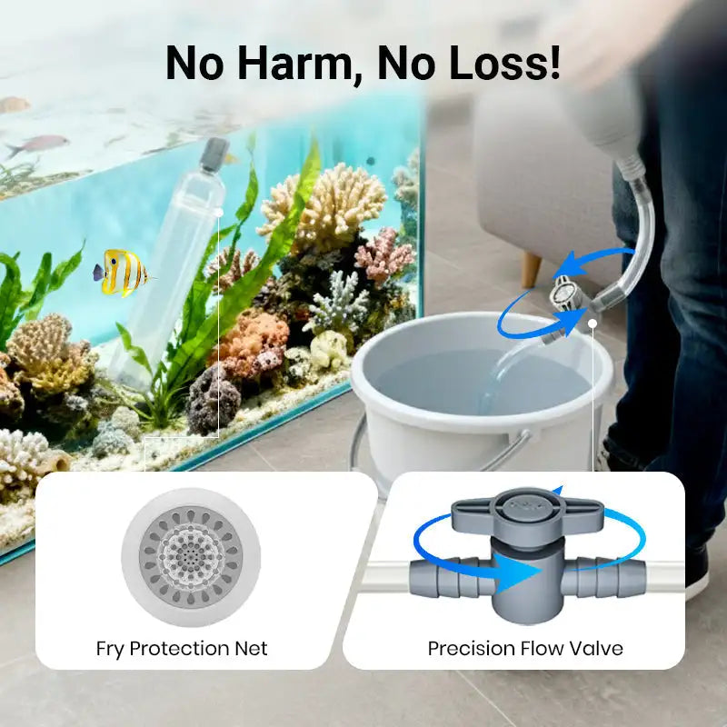 Aquarium Vacuum Cleaner Siphon Pump Gravel Filter & Flow Control Manual Aquarium Water Changer Fish Tank Air Pump Cleaning Tools