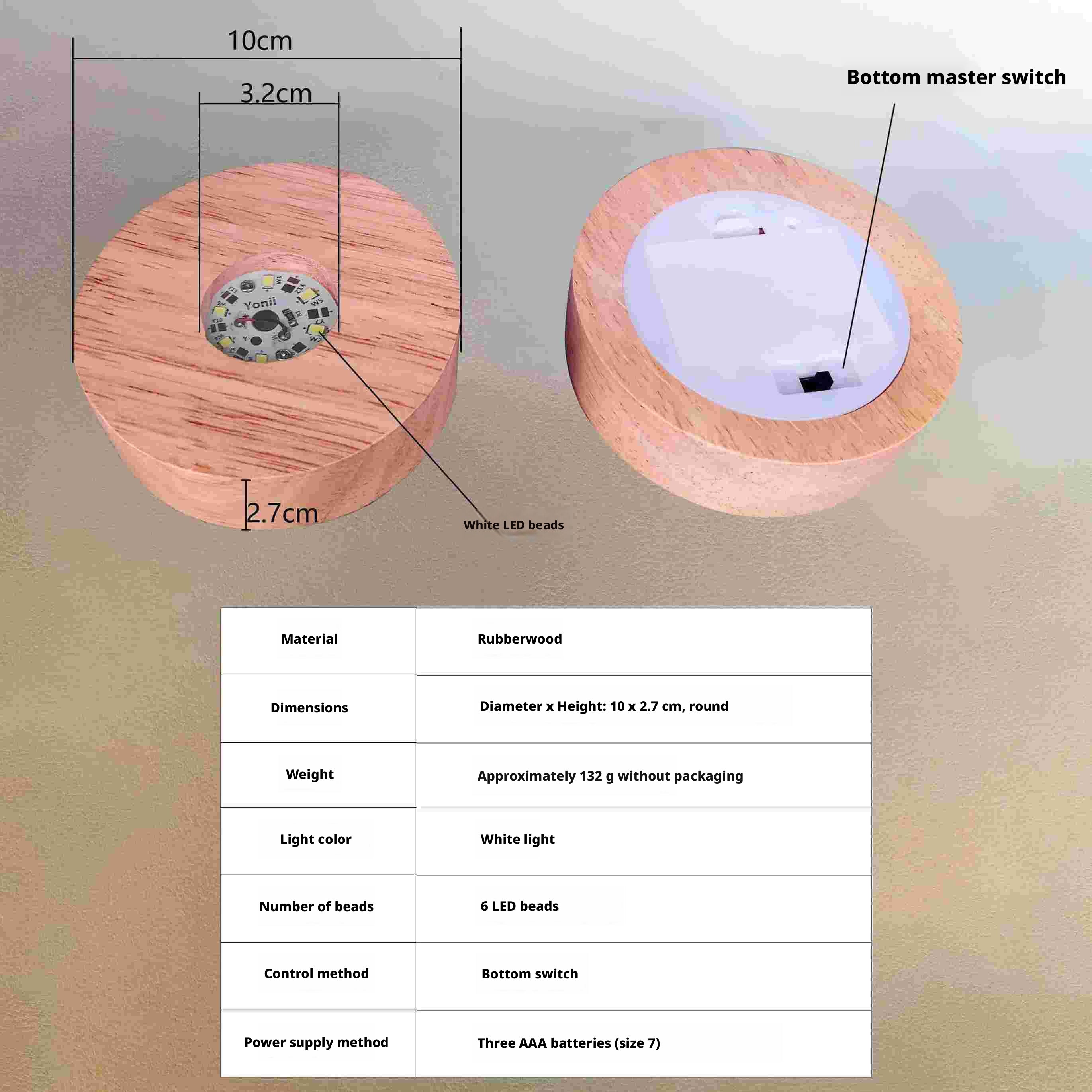 Luminous base-AAA battery model-Puliang color light-1 piece