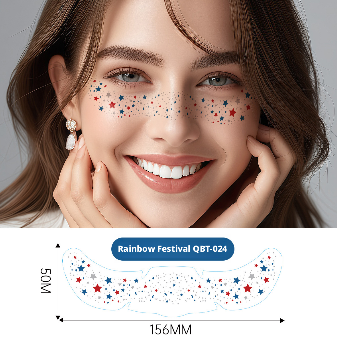 Rainbow freckle tattoo sticker-butterfly style-color-paper-1 sheet