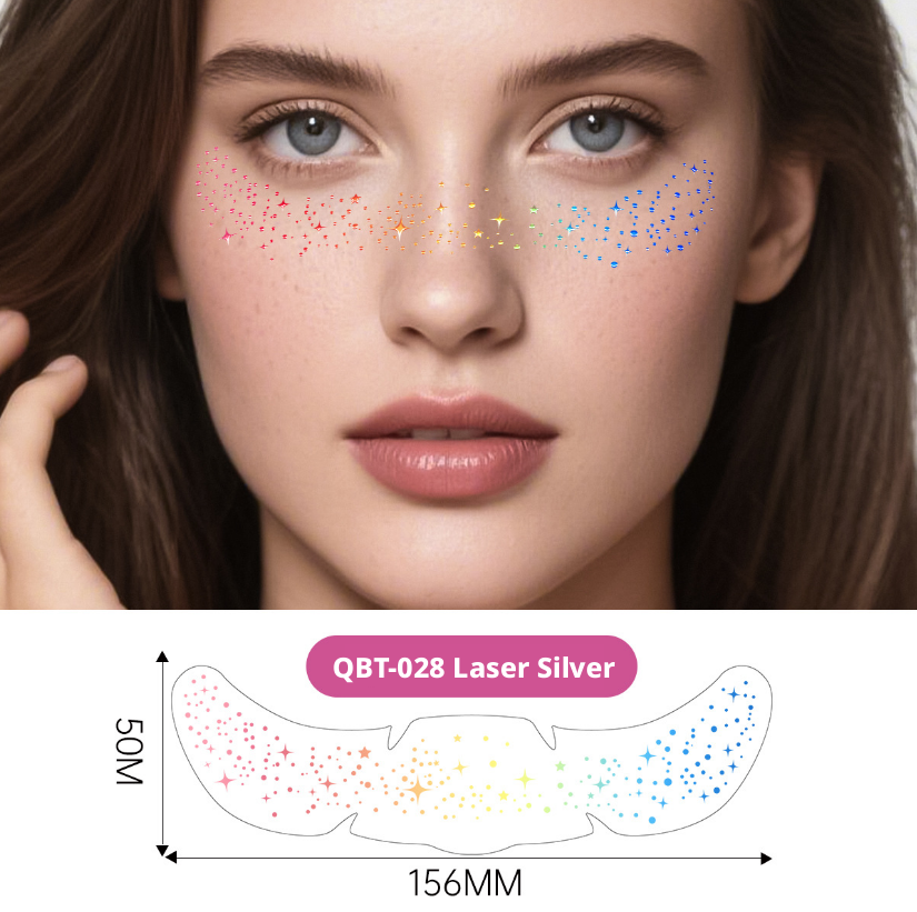 Laser Silver Tattoo Sticker-Round Star Model-Pink + Yellow + Blue-Paper-1