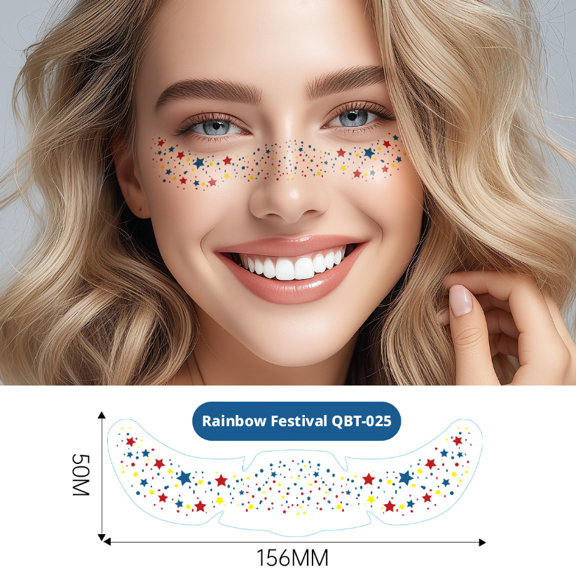 Rainbow freckle tattoo sticker-butterfly style-color-paper-1 sheet