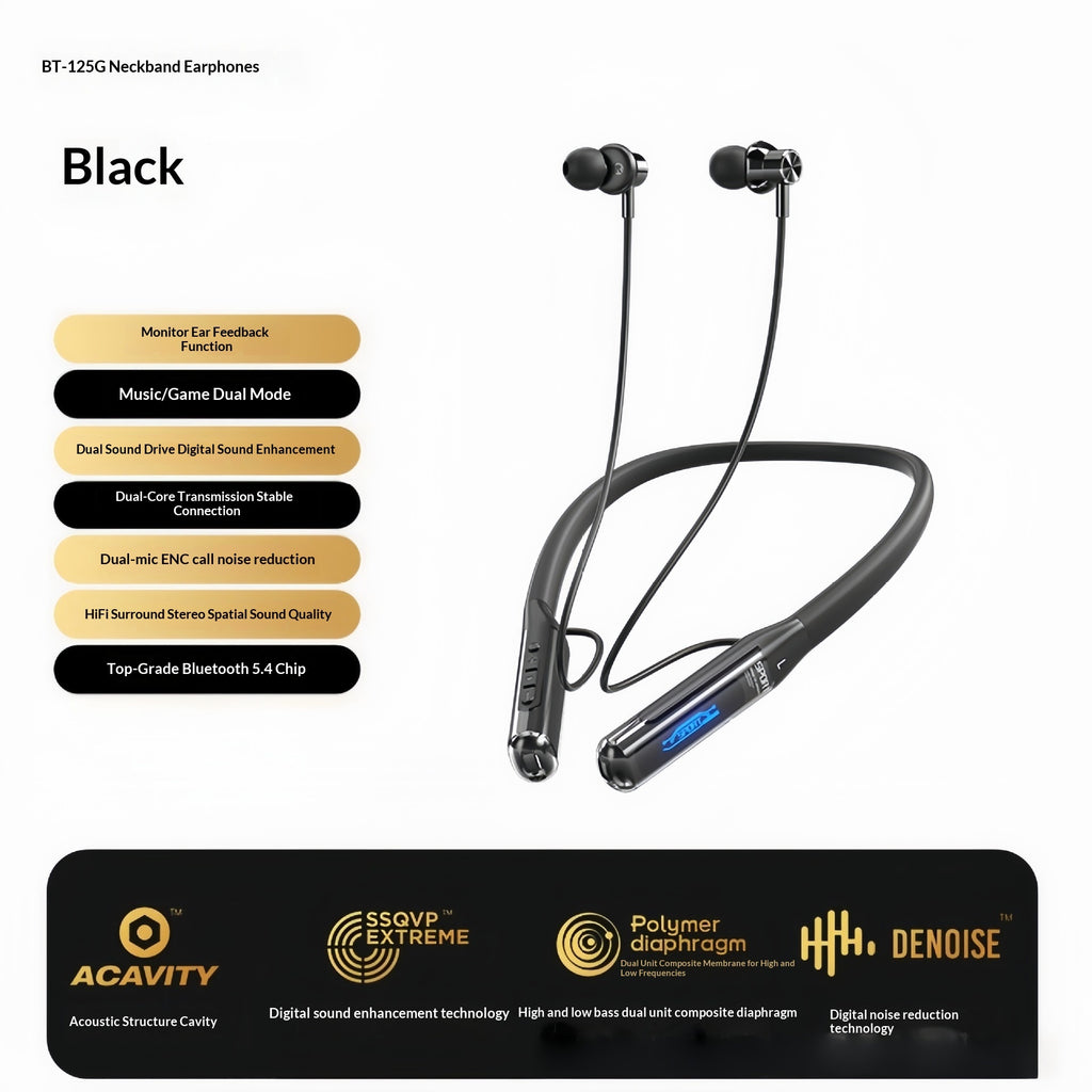 Auriculares deportivos inalámbricos de cuello, multifunción, estéreo, con cancelación de ruido inteligente