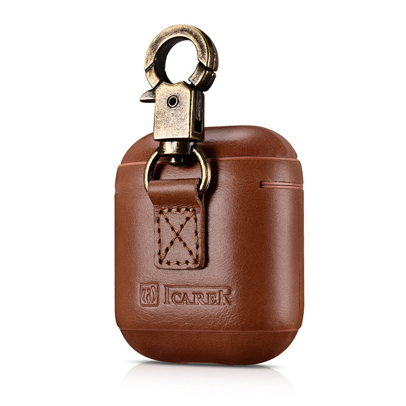 Genuine Leather Wireless Earbud Case With Loop Closure