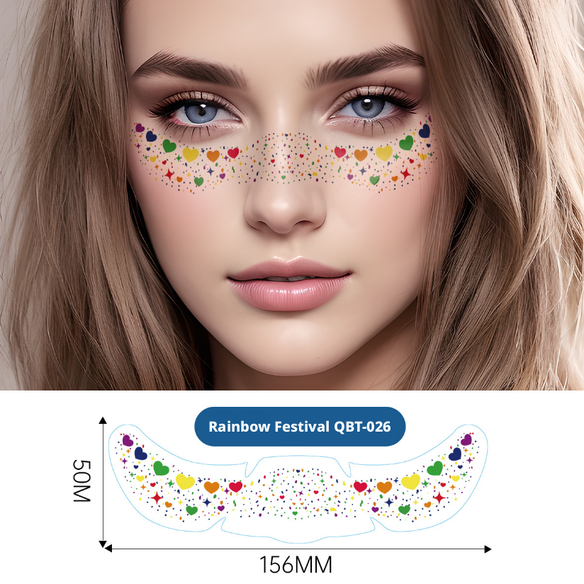 Rainbow freckle tattoo sticker-butterfly style-color-paper-1 sheet
