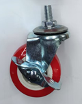 Mute caster-2-inch screw pole side brake-M8*15-red and white flower PP wheel-iron-1 piece