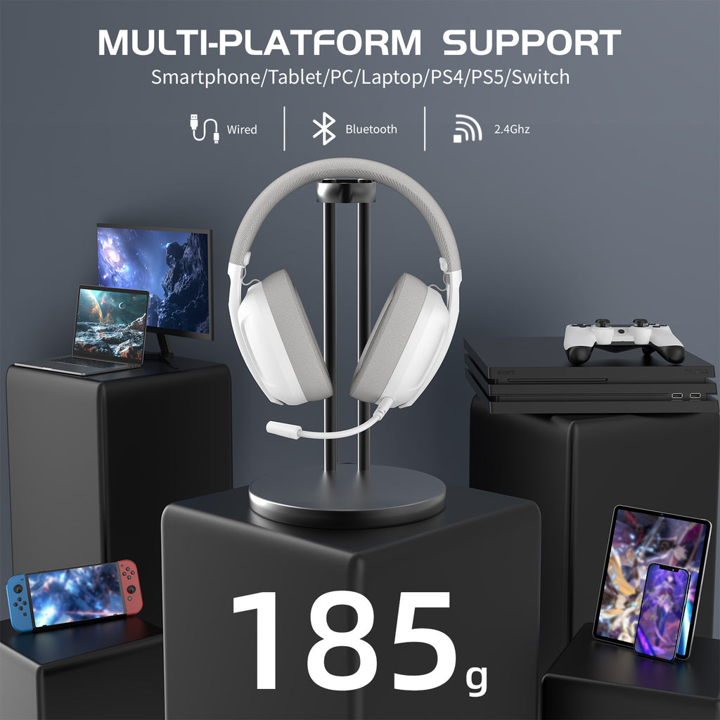 Auriculares inalámbricos Bluetooth 2.4G trimodales con cable ligeros supraaurales para gaming con micrófono